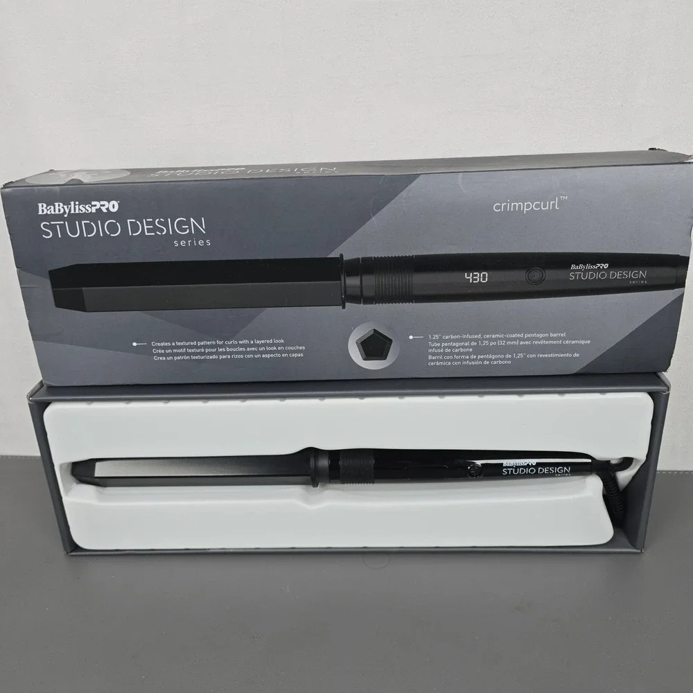 BaBylissPRO Studio Design Crimpcurl 1.25 Inch Pentagon Barrel Curling Iron Black